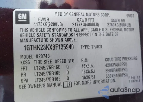 2008 GMC Sierra 2500Hd Sle2 z USA, uszkodzony, nr VIN 1GTHK23KX8F135940